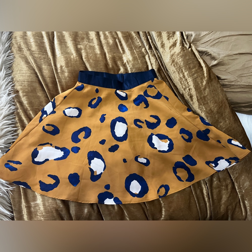 Designer Skirt with Blue and White Leopard Print